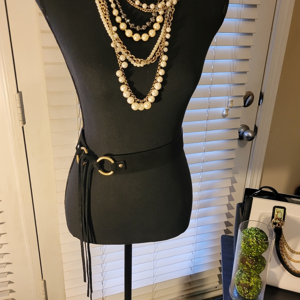 Ann Taylor Black Suede Genuine Leather Belt